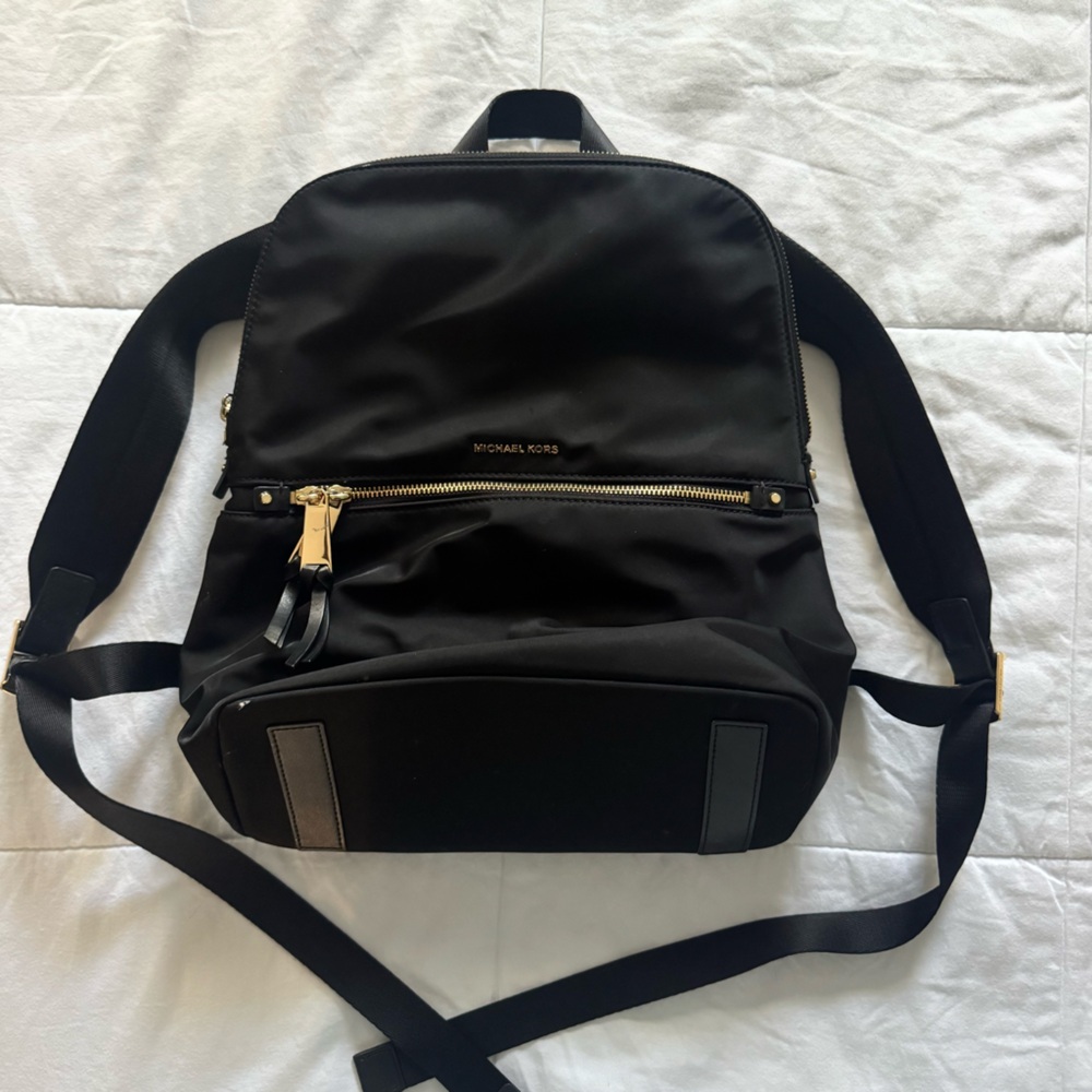 Michael Kors Black Nylon Backpack with Gold Hardware